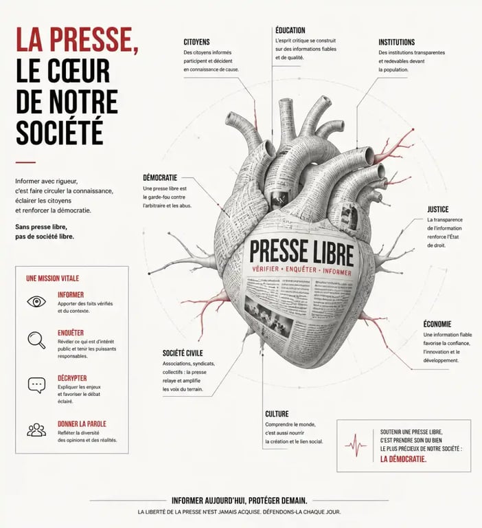 Illustration conceptuelle de l'organe de presse comme pilier de la société.