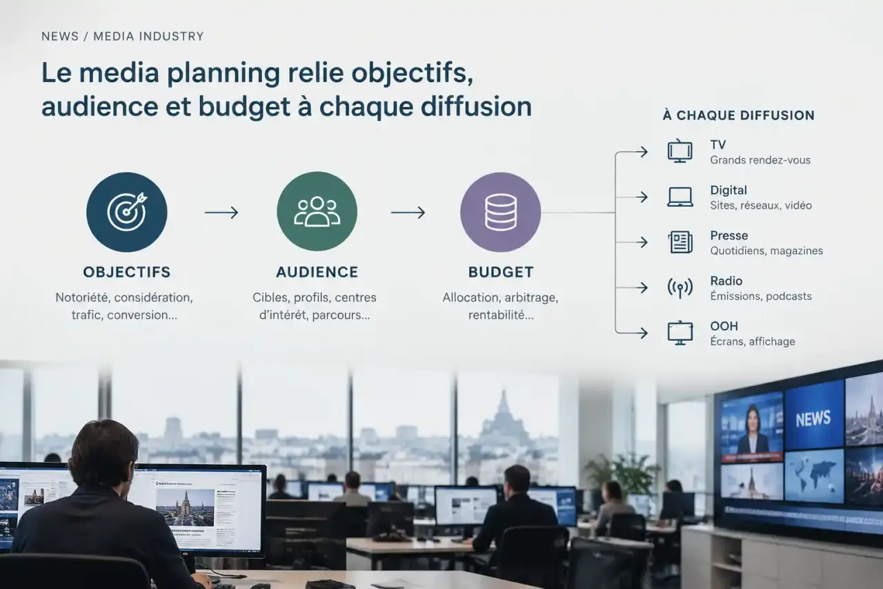 Le media planning relie objectifs, audience et budget à chaque diffusion
