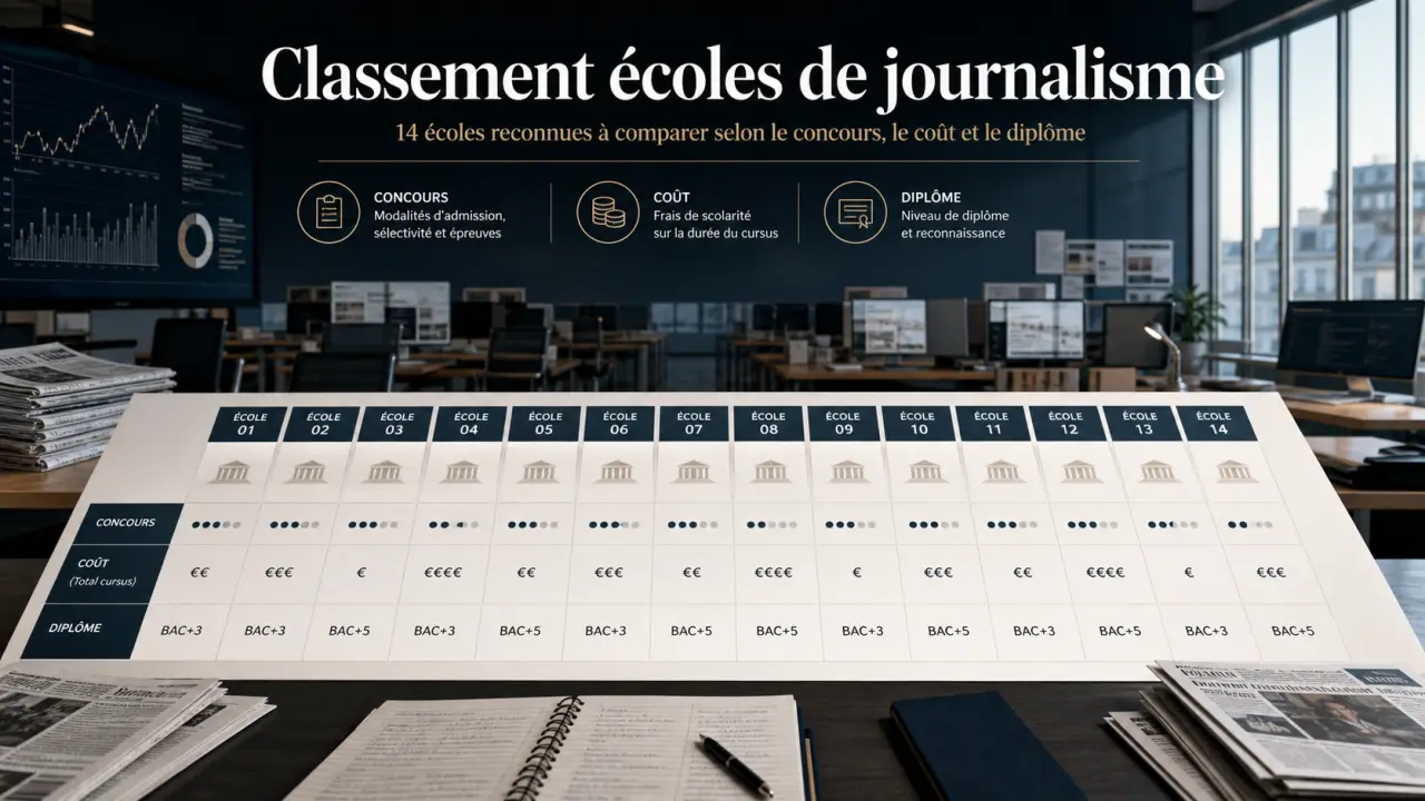 Classement écoles de journalisme : 14 écoles reconnues à comparer selon le concours, le coût et le diplôme