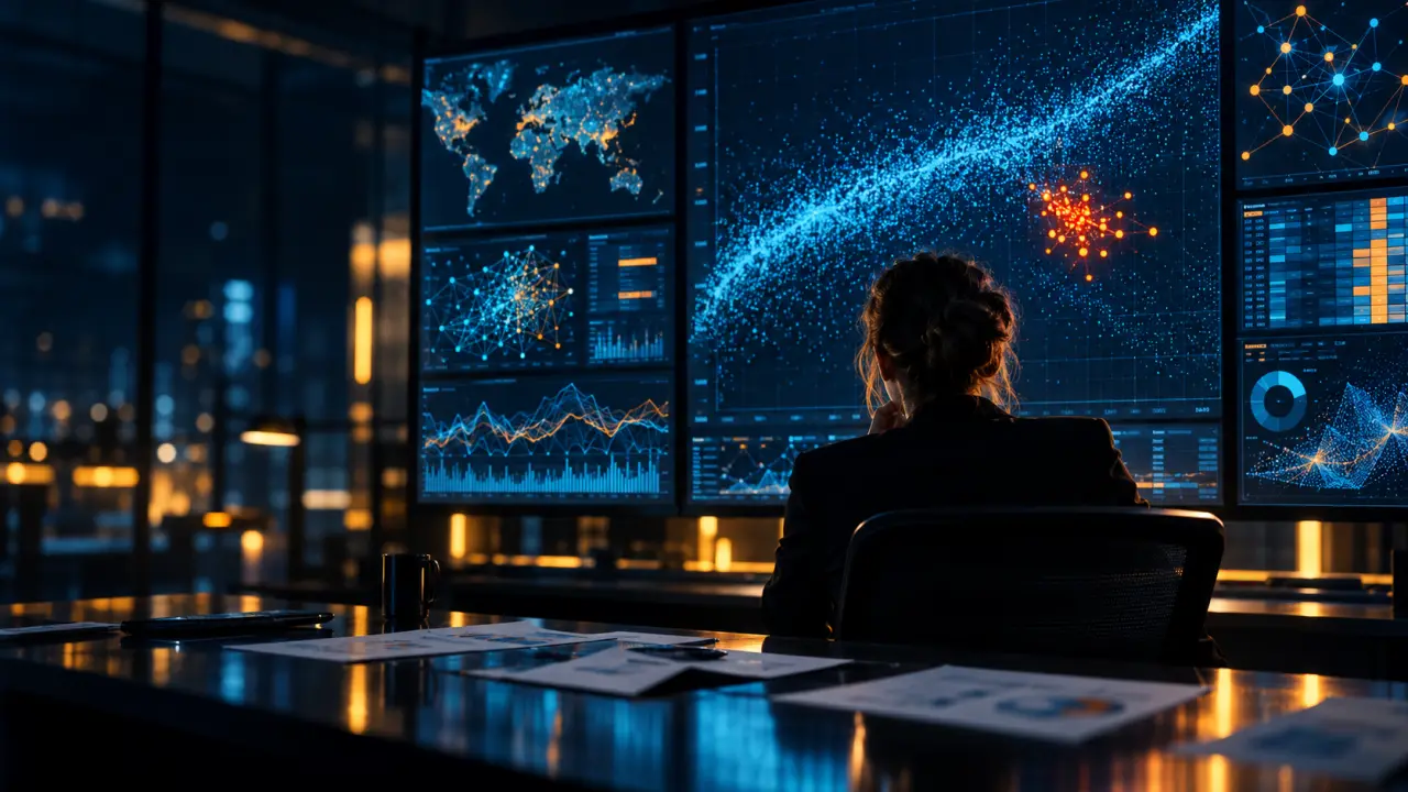 Écran affichant des graphiques et des données analysés par une rédaction