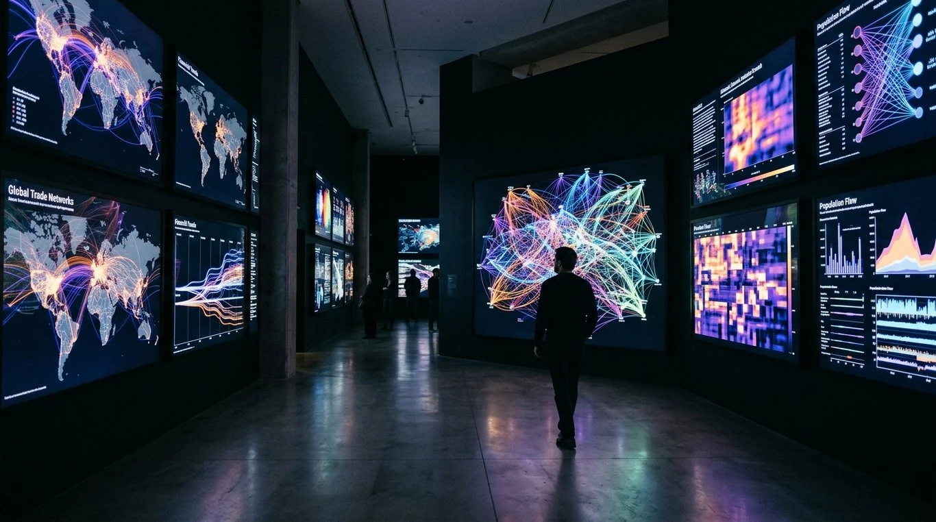Graphique 3D interactif montrant l'évolution des températures