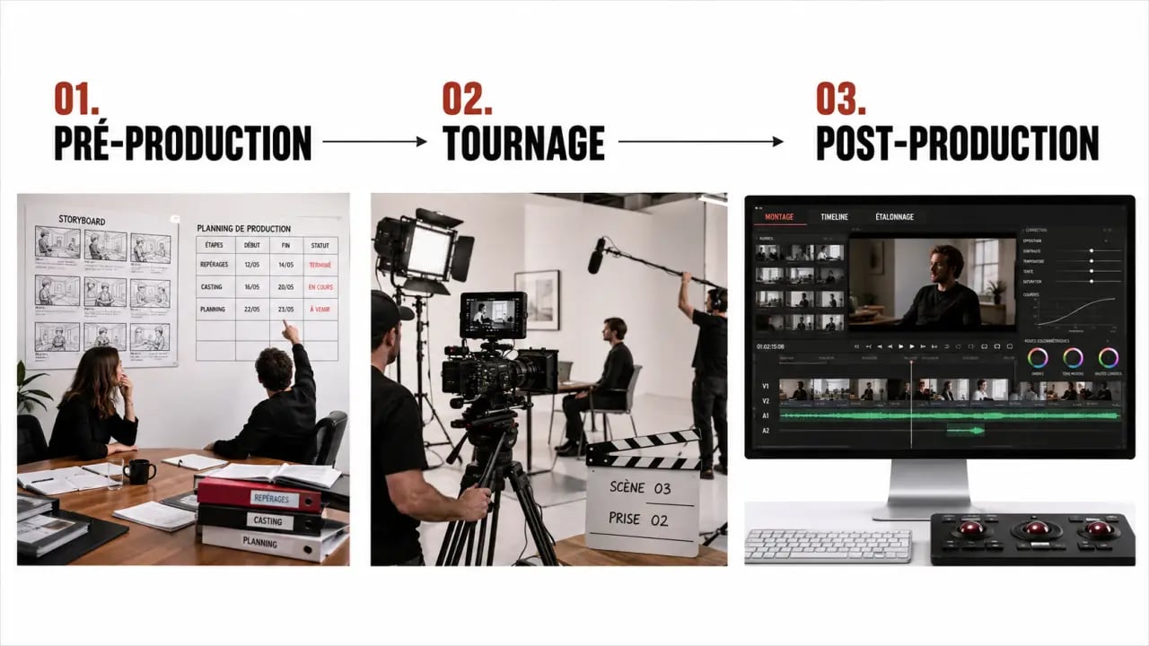 Production audiovisuelle : pré-production, tournage et post-production