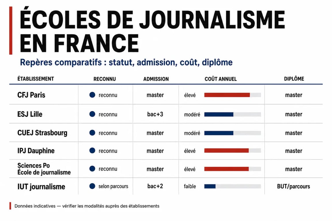 Classement écoles de journalisme : panorama comparatif des écoles reconnues, critères et niveaux d’admission