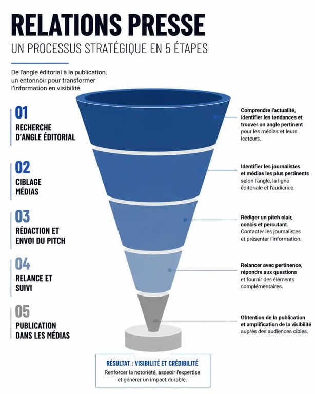 Infographie sur le processus de retombée presse et relations médias
