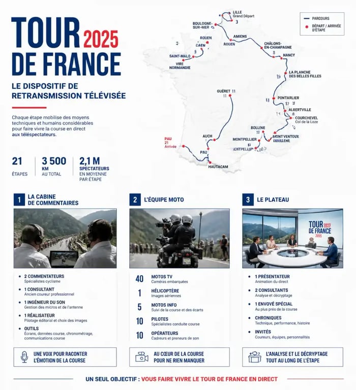 Dispositif des commentateurs du Tour de France 2025 sur France 2 et France 3